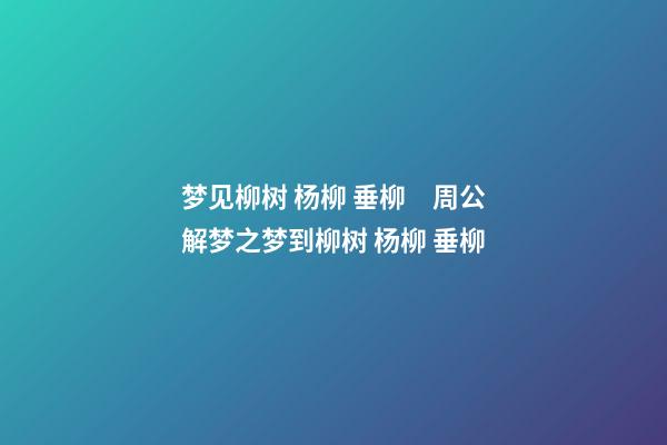 梦见柳树 杨柳 垂柳　周公解梦之梦到柳树 杨柳 垂柳